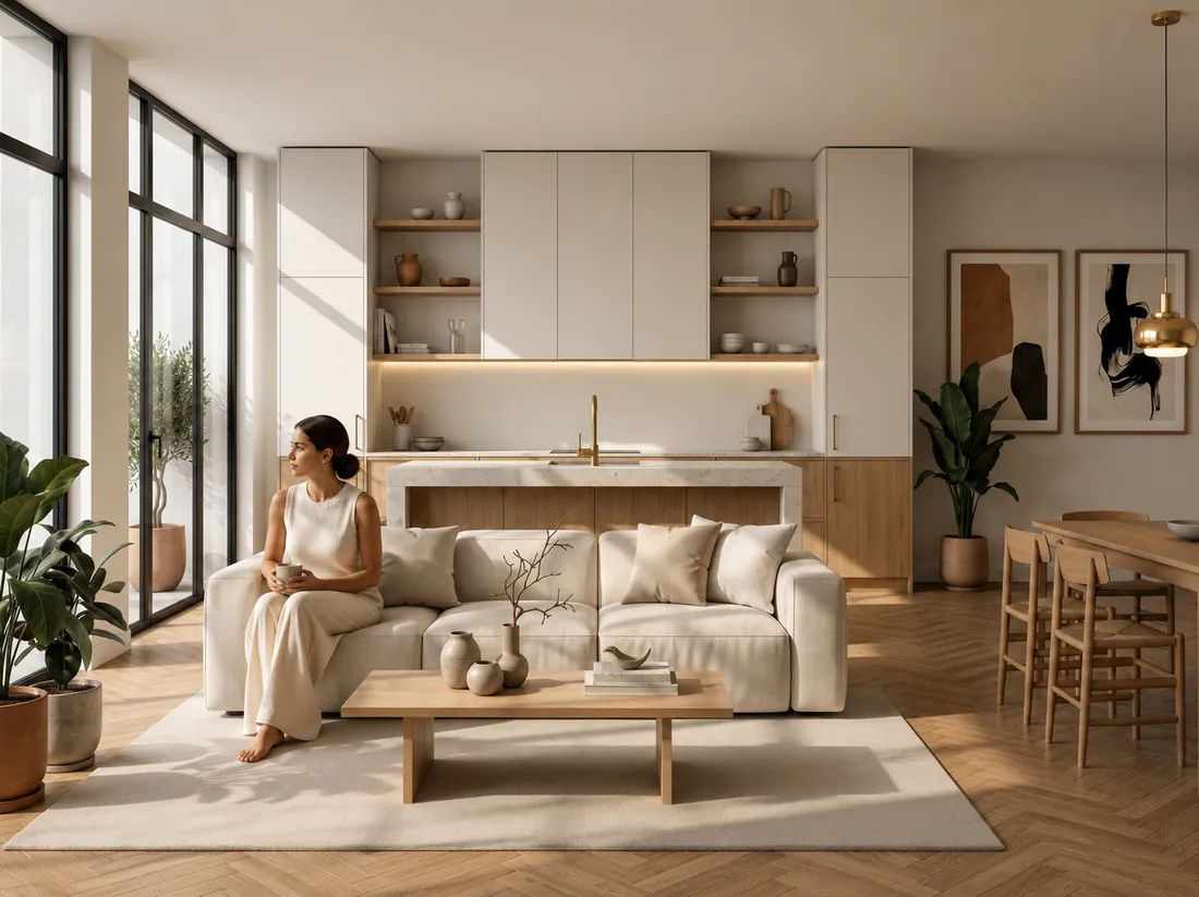 Render final de apartamento modelo, interiores humanizados